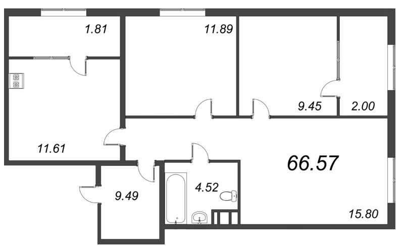 3 ккв 72,9 м²
