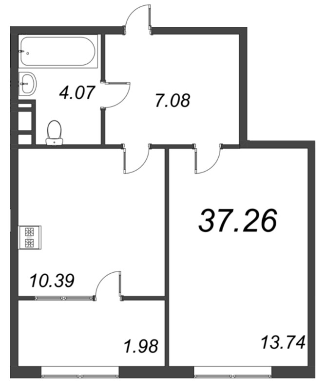 1 ккв 40,5 м²