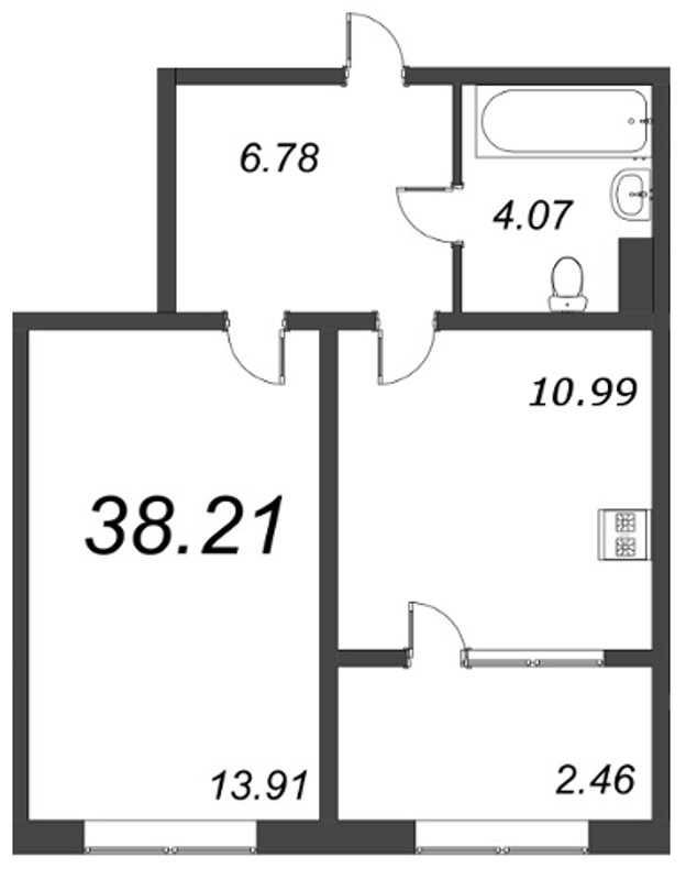 1 ккв 38,1 м²