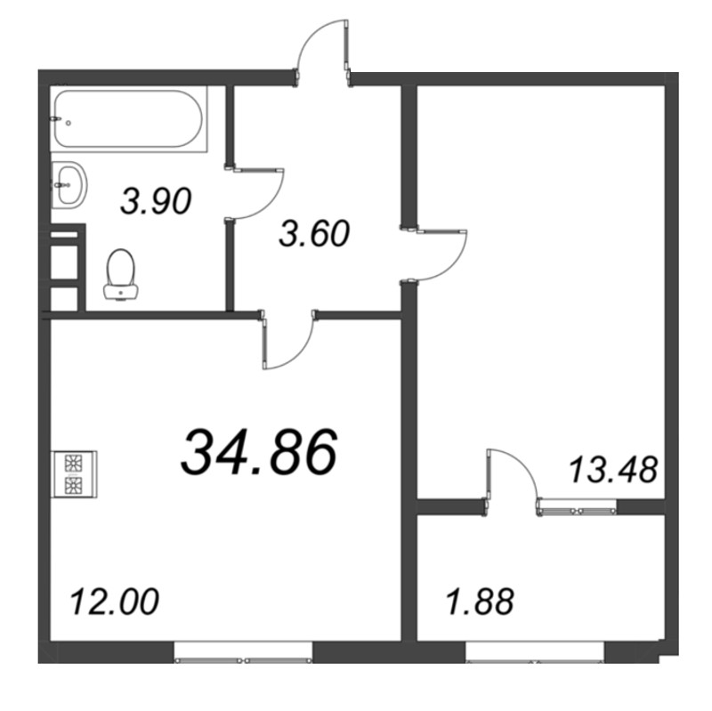 1 ккв 38,7 м²