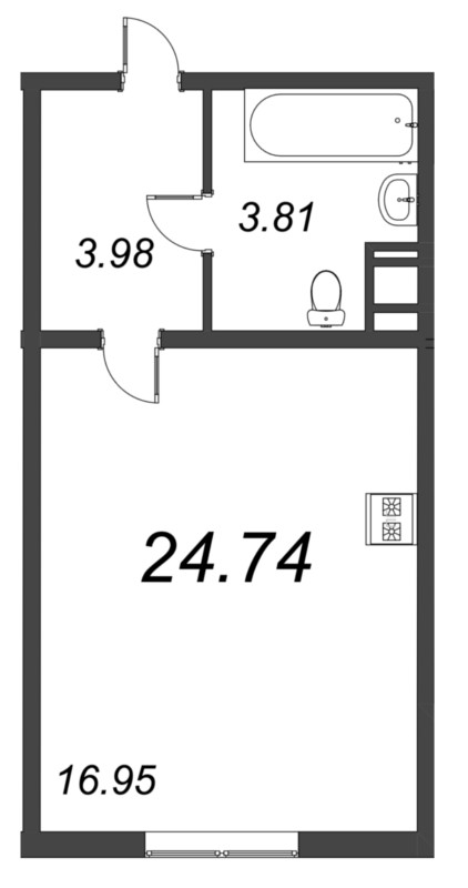 Студия 25,4 м²