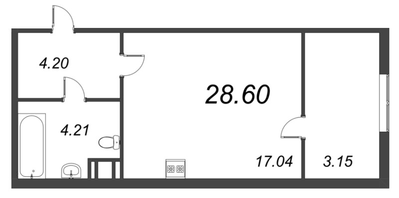 Студия 32,5 м²
