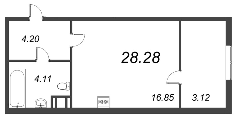 Студия 32,6 м²
