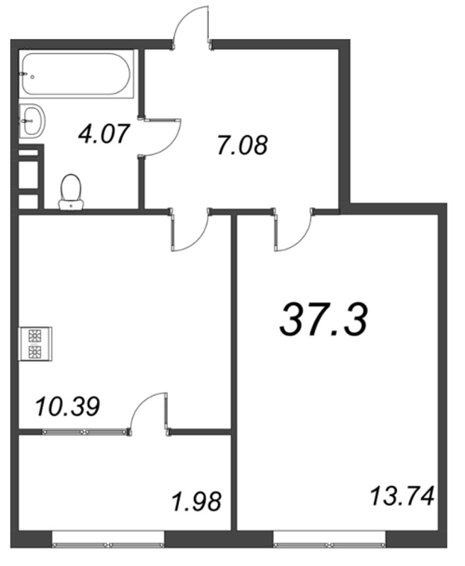 1 ккв 40,5 м²