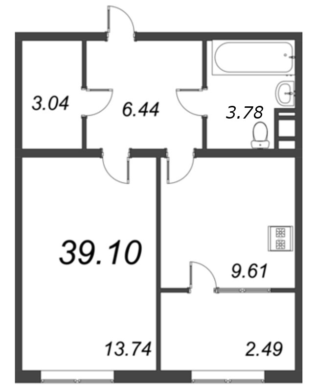 1 ккв 39,1 м²
