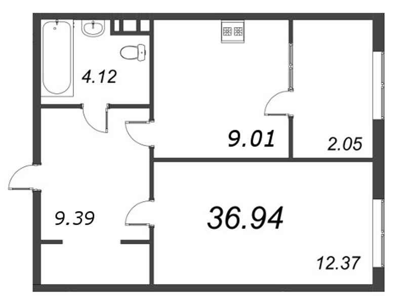 1 ккв 40,1 м²