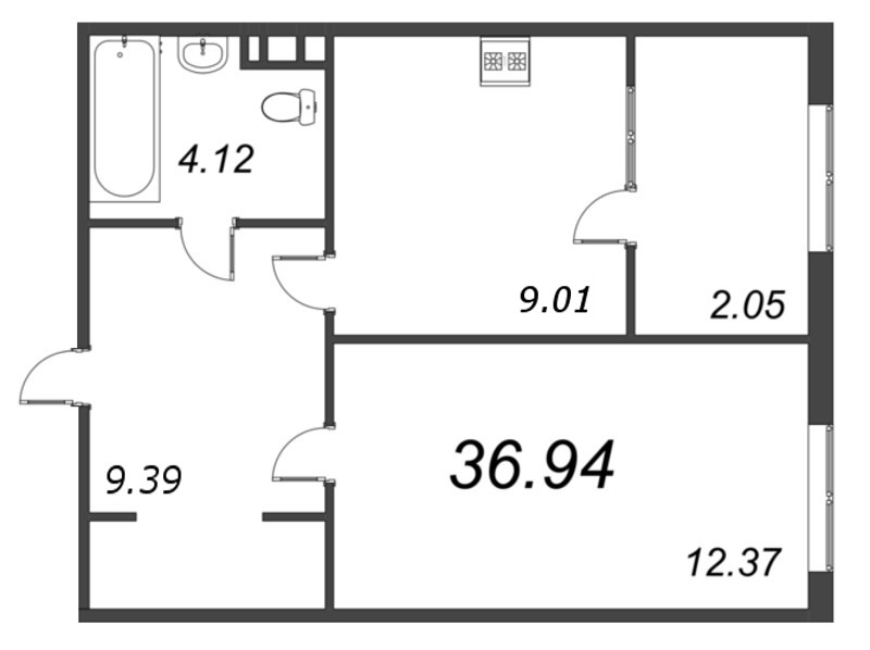 1 ккв 39,8 м²