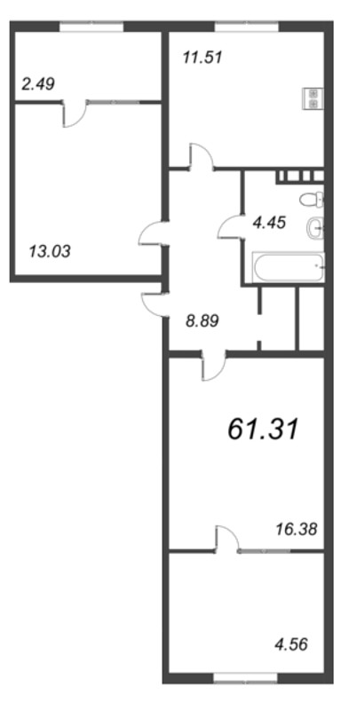 2 ккв 69,6 м²