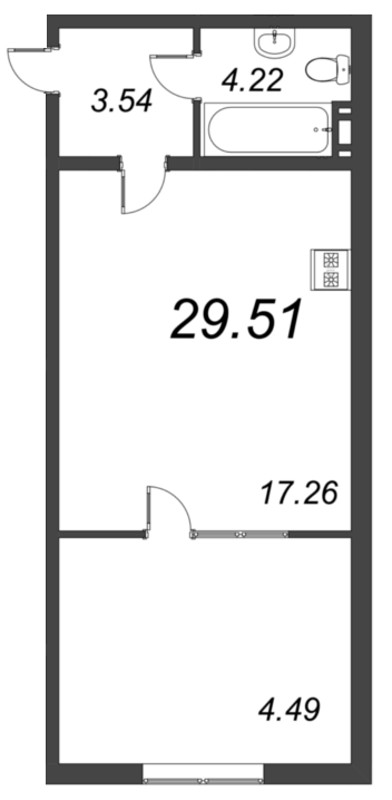 Студия 33,8 м²