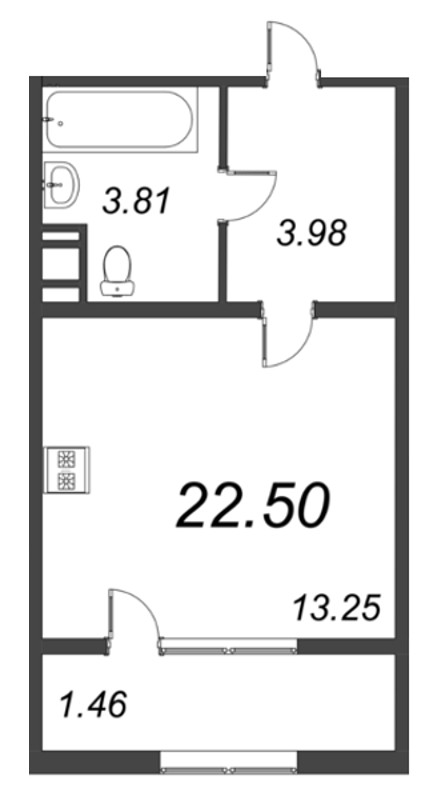 Студия 25,3 м²
