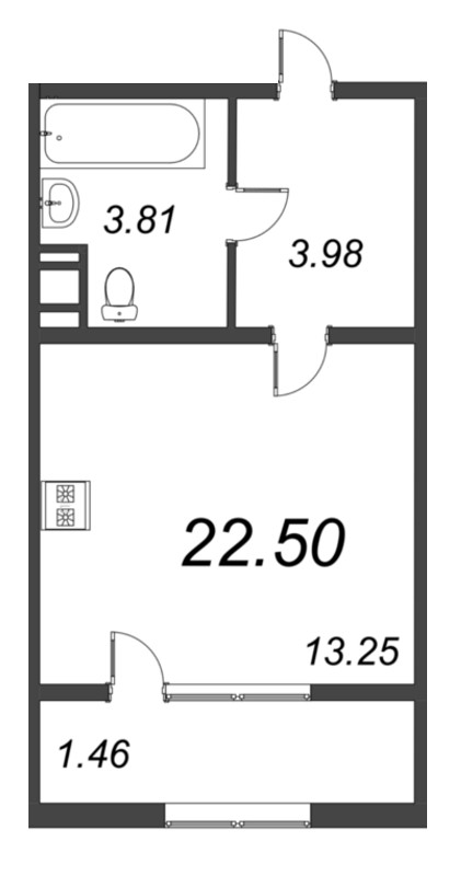 Студия 25,3 м²