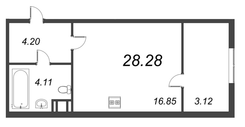 Студия 32,8 м²