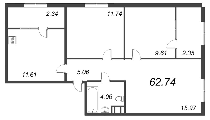 3 ккв 68,8 м²