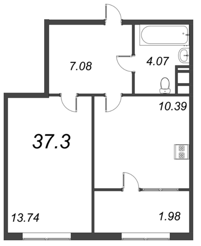 1 ккв 40,5 м²