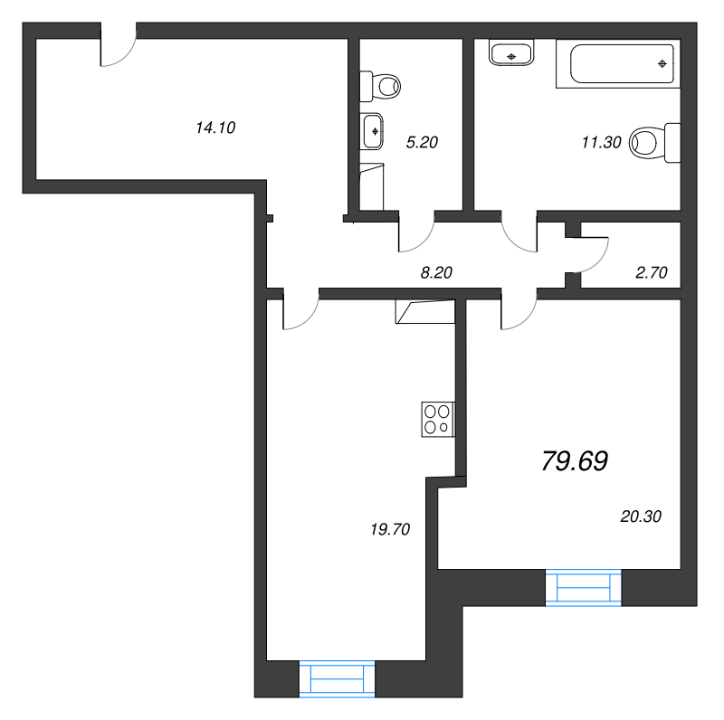 2 ккв (Евро) 80,3 м²