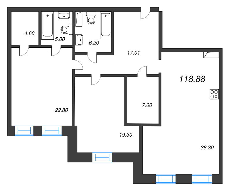 3 ккв (Евро) 115,9 м²