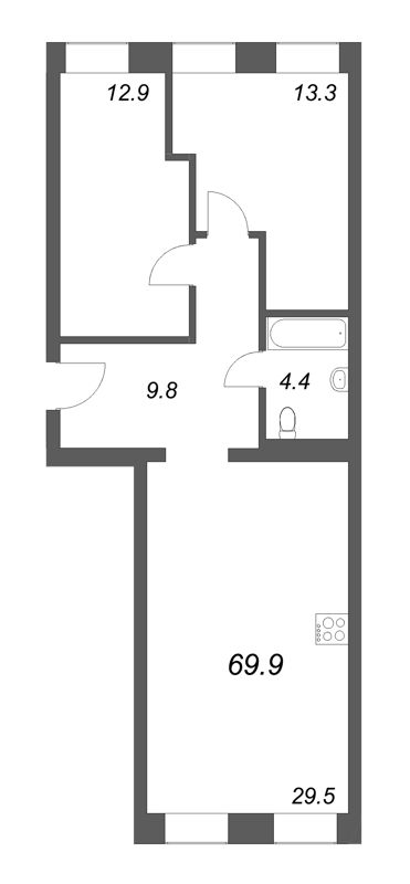 3 ккв (Евро) 69,9 м²