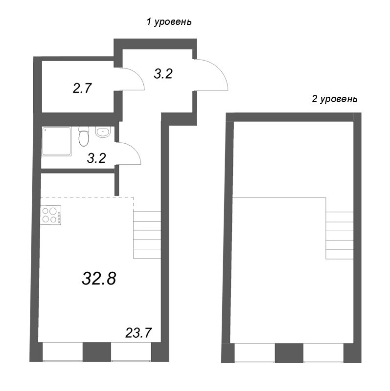 Студия 32,8 м²
