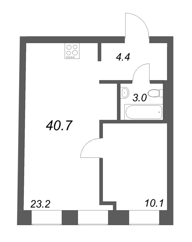 2 ккв (Евро) 40,7 м²