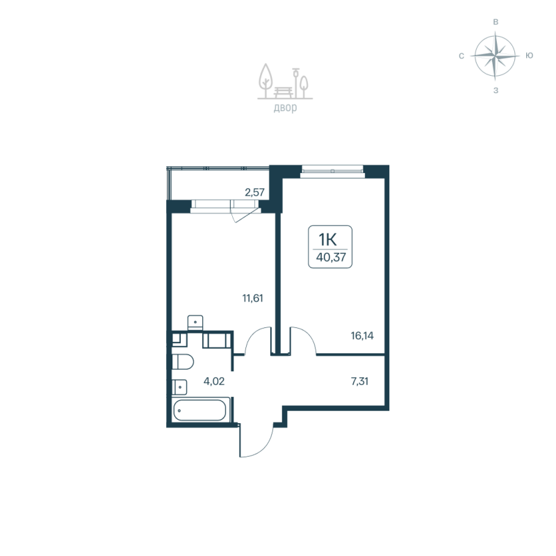 1 ккв 40,4 м²