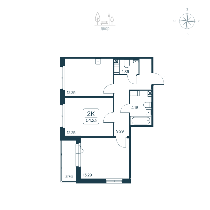 2 ккв 54,2 м²