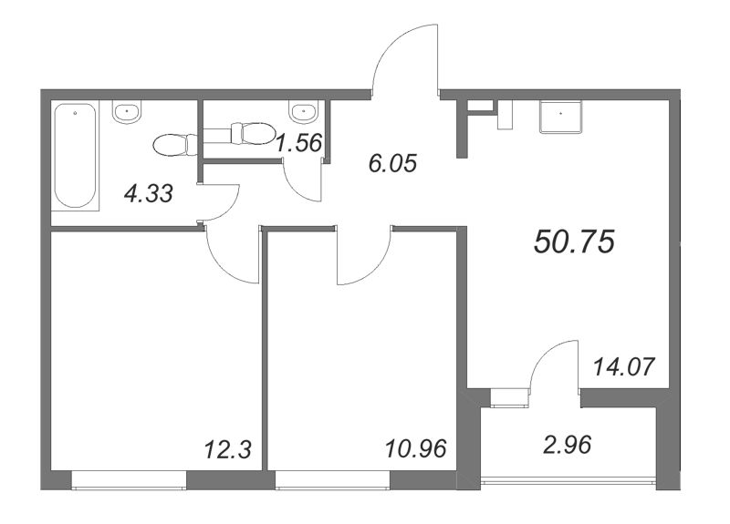 2 ккв 50,8 м²