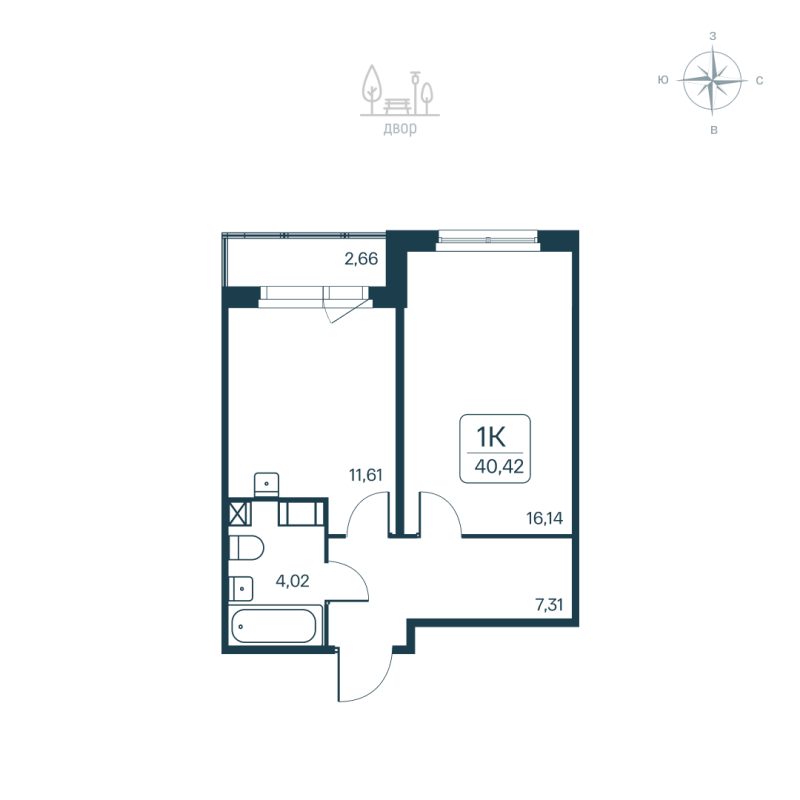 1 ккв 40,4 м²