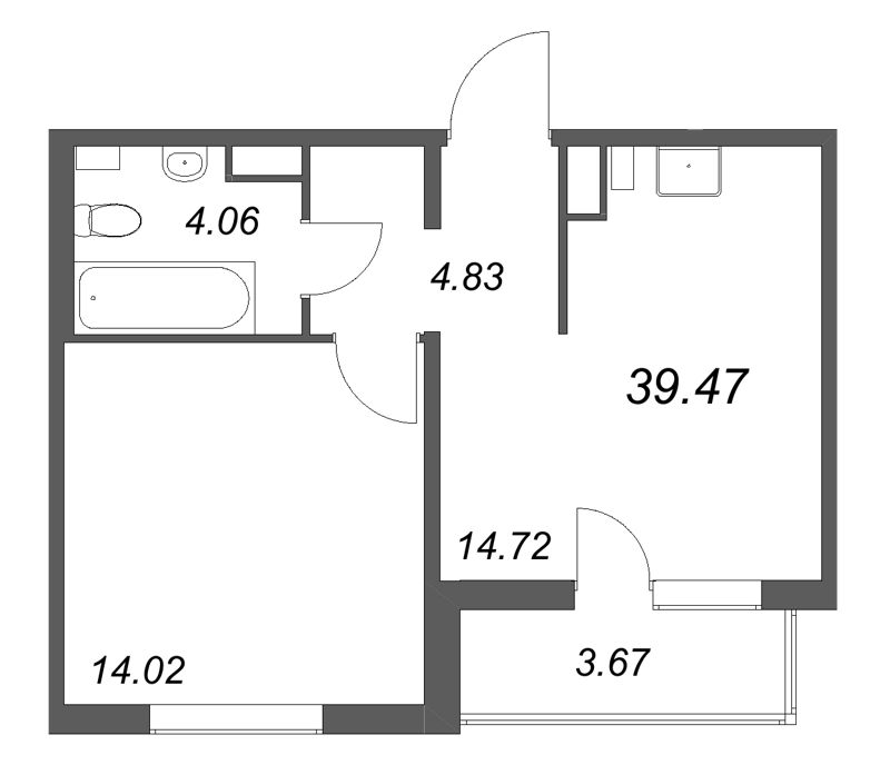 1 ккв 39,5 м²