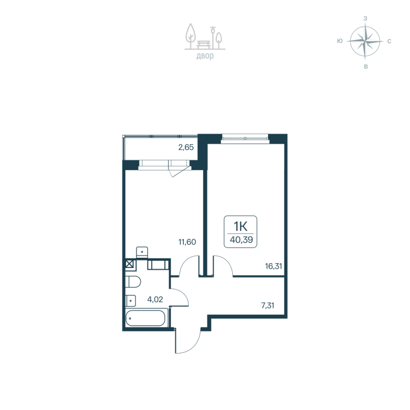 1 ккв 40,4 м²