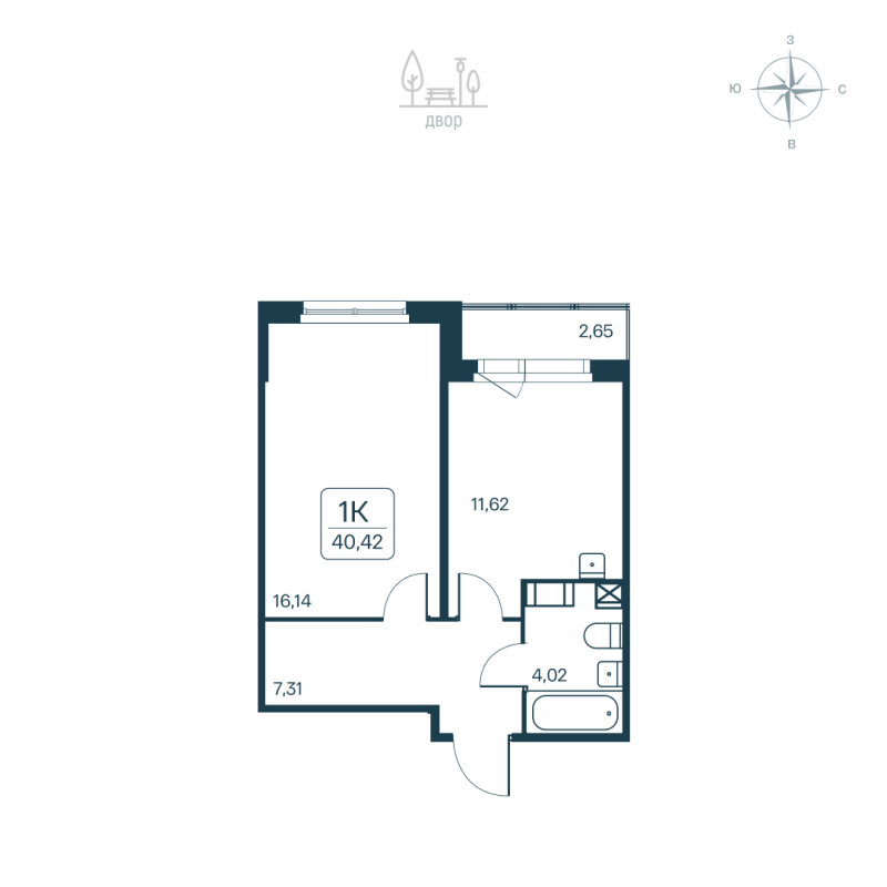 1 ккв 40,4 м²