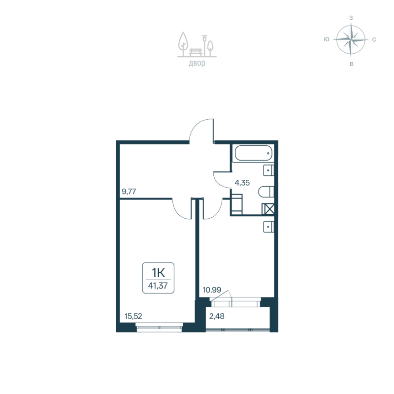 1 ккв 41,4 м²