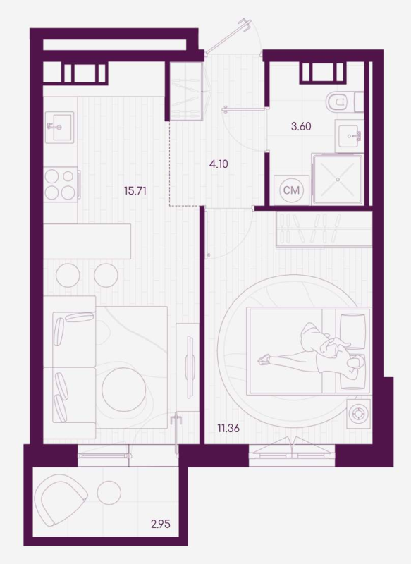1 ккв 35,7 м²