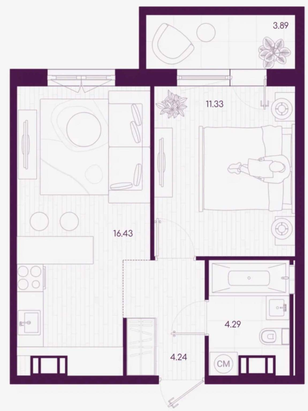 1 ккв 37,5 м²
