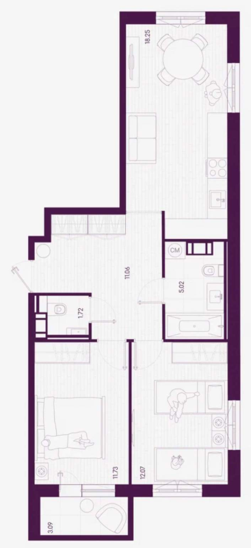 2 ккв 60,8 м²