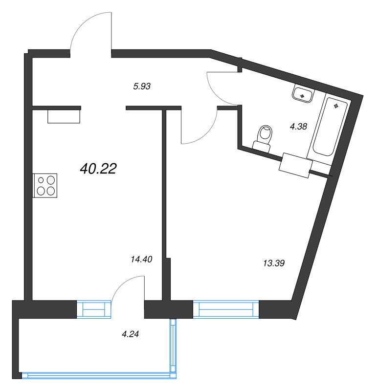 1 ккв 39,3 м²