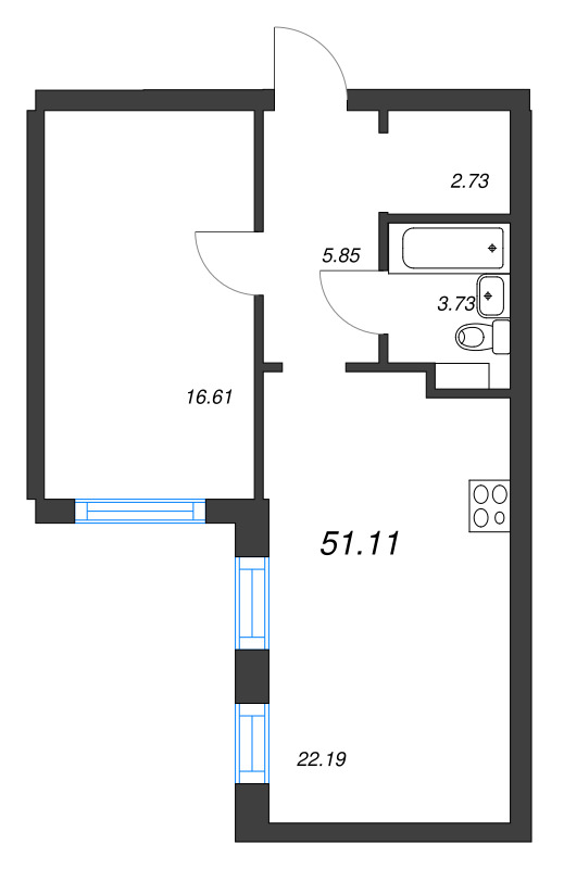 2 ккв (Евро) 50,3 м²