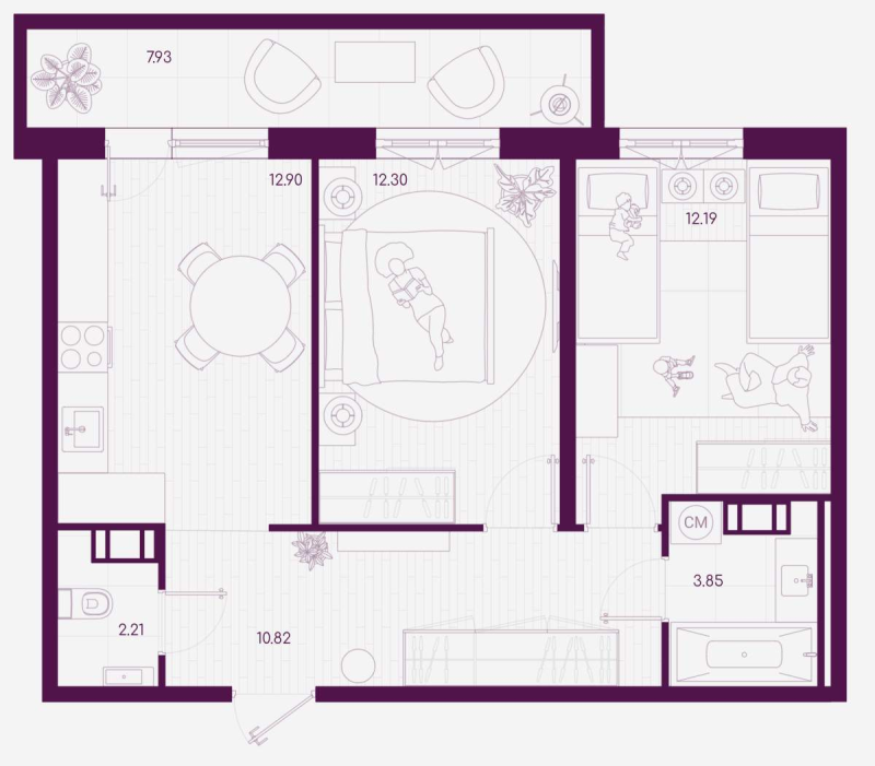 2 ккв 56,7 м²