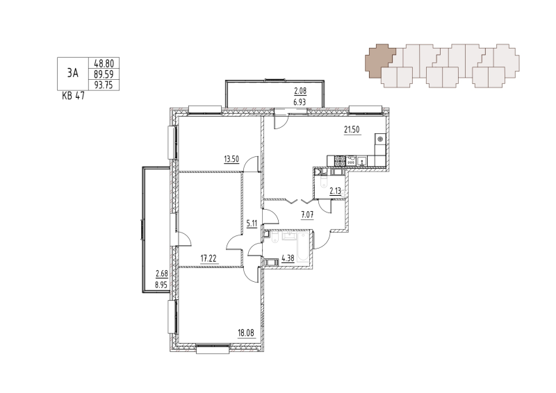 4 ккв (Евро) 96,7 м²
