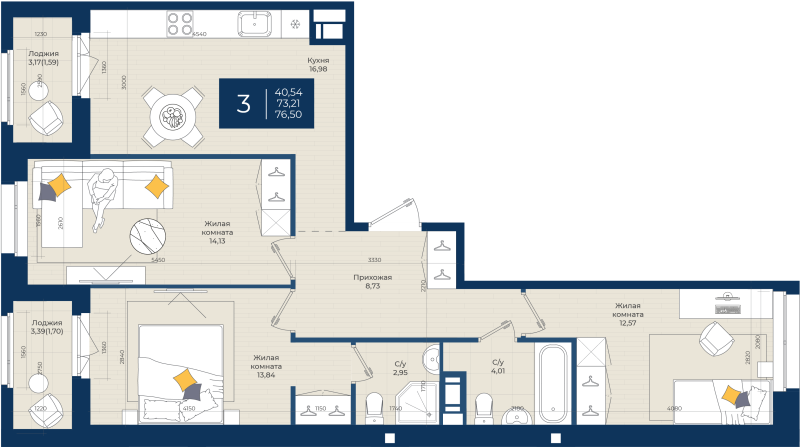 4 ккв (Евро) 76,5 м²