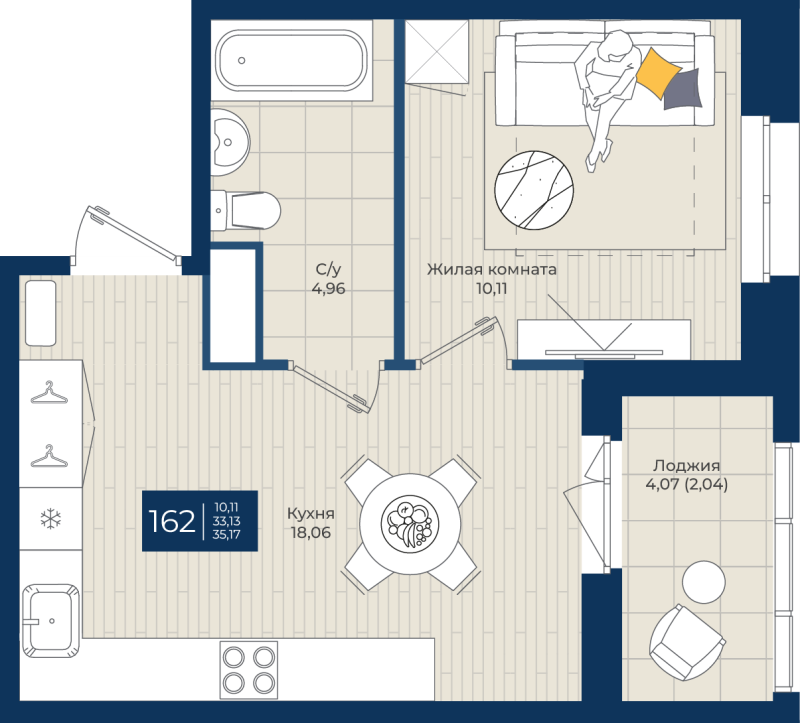 2 ккв (Евро) 35,2 м²