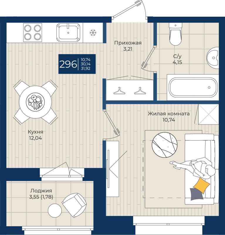 1 ккв 31,9 м²