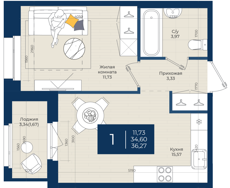 2 ккв (Евро) 36,3 м²