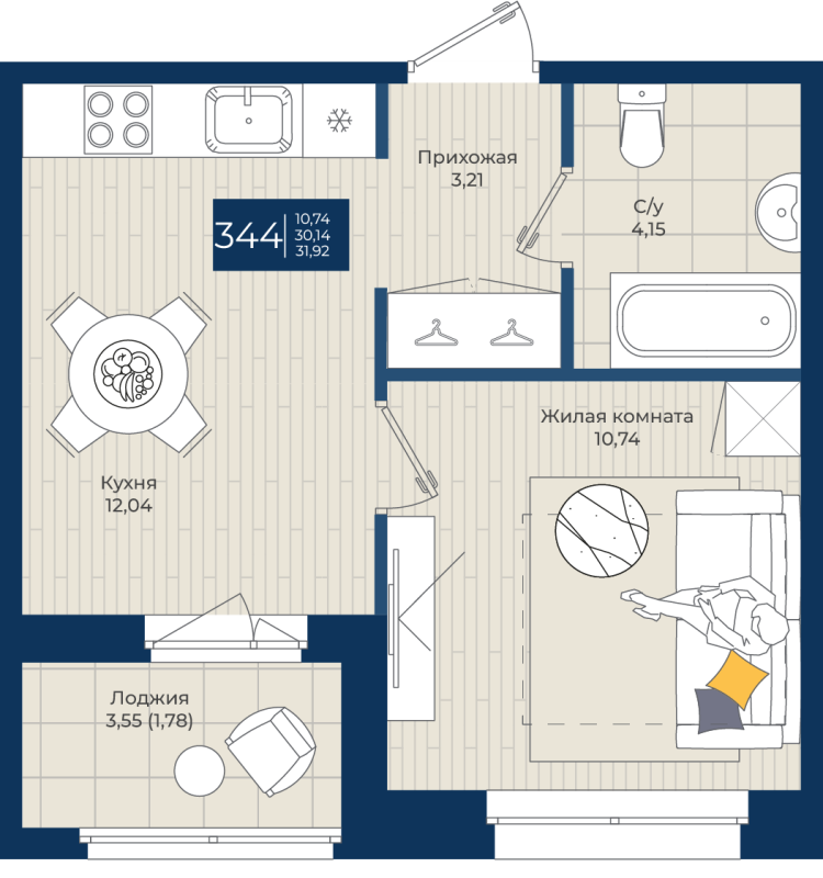 1 ккв 31,9 м²