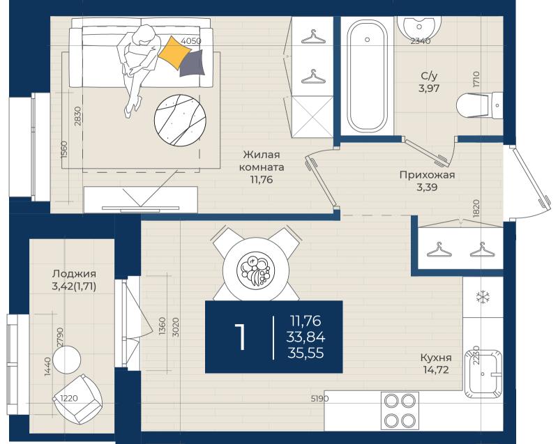 1 ккв 35,6 м²