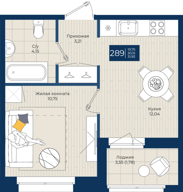 1 ккв 31,9 м²