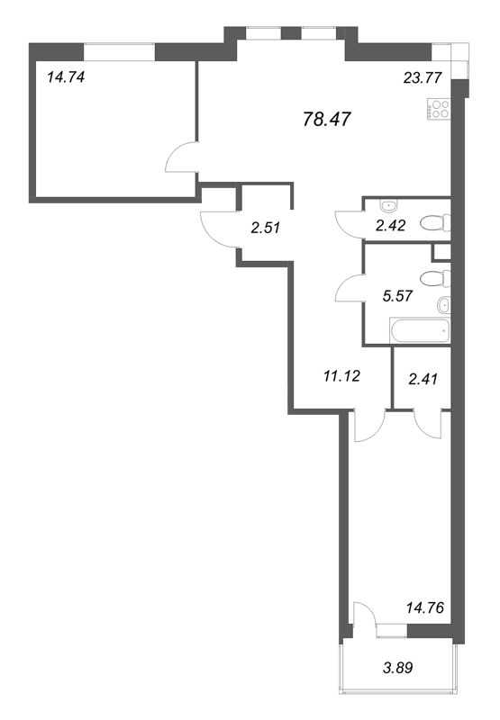 3 ккв (Евро) 78,5 м²