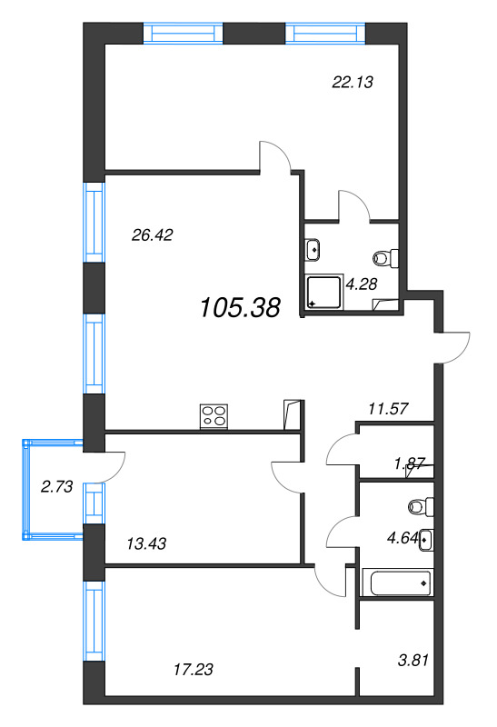 4 ккв (Евро) 105,4 м²