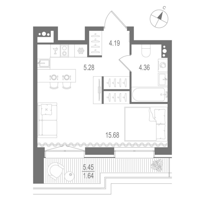 Студия 31,2 м²