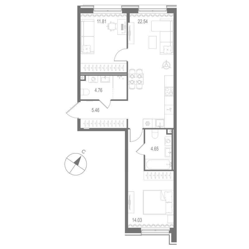 3 ккв (Евро) 63,3 м²