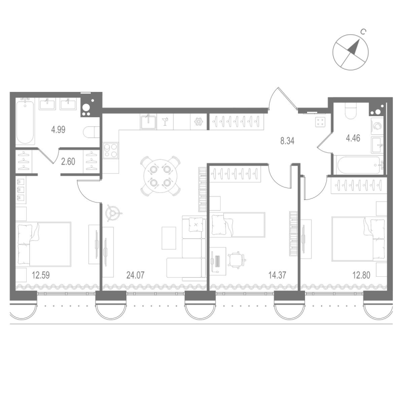 4 ккв (Евро) 84,2 м²
